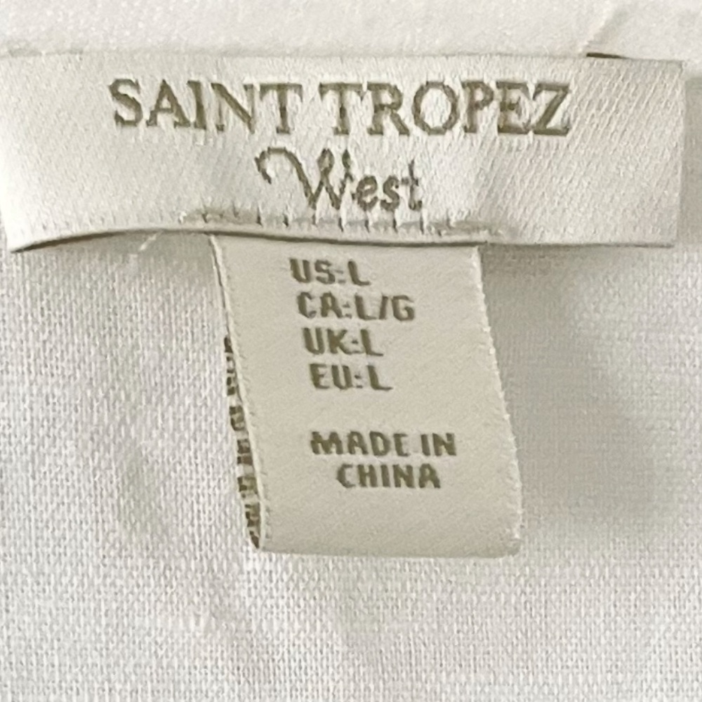 Saint Tropez 100% Linen Shirt Womens Size L Beach Resort Coastal Embroidered - Picture 7 of 7
